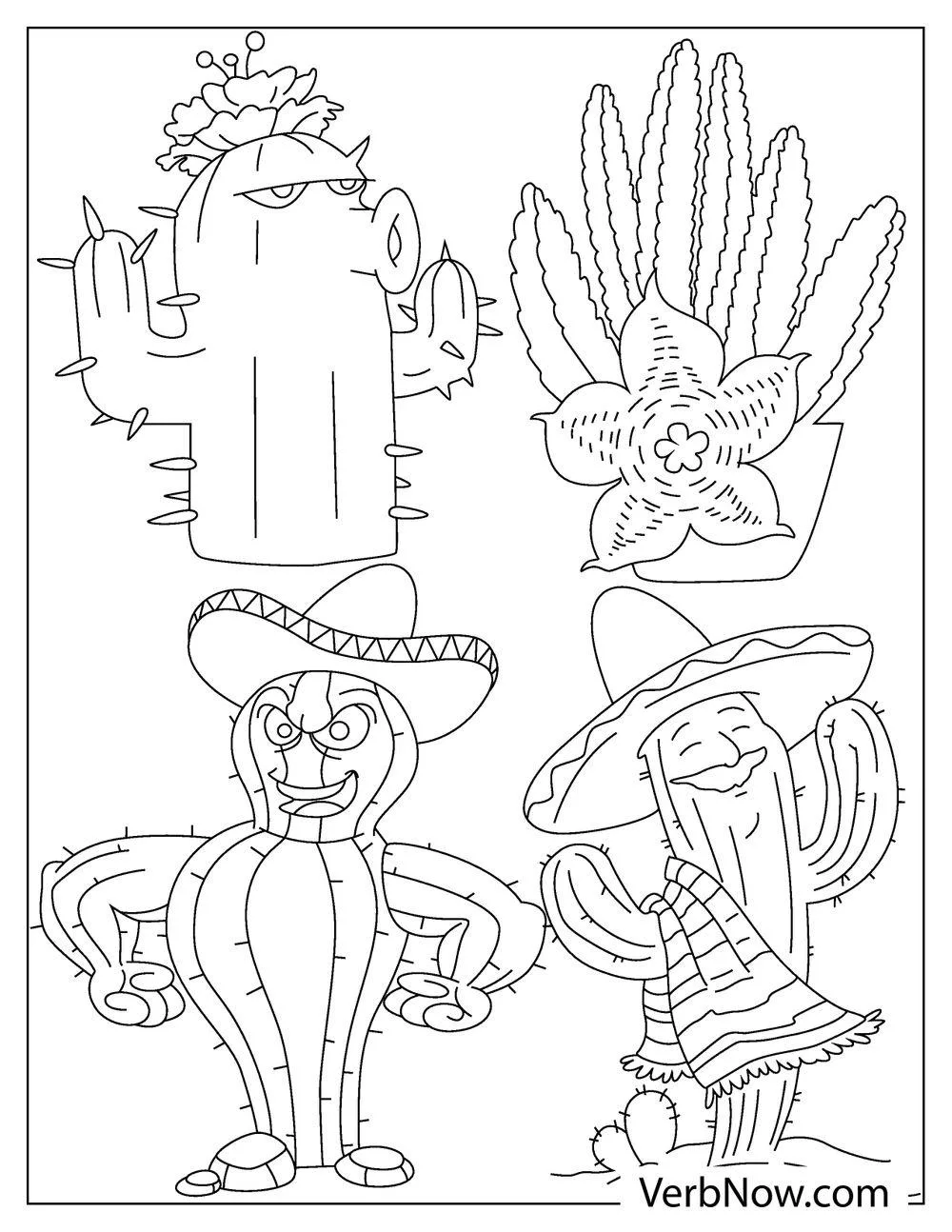Cactus characters with mariachi hats