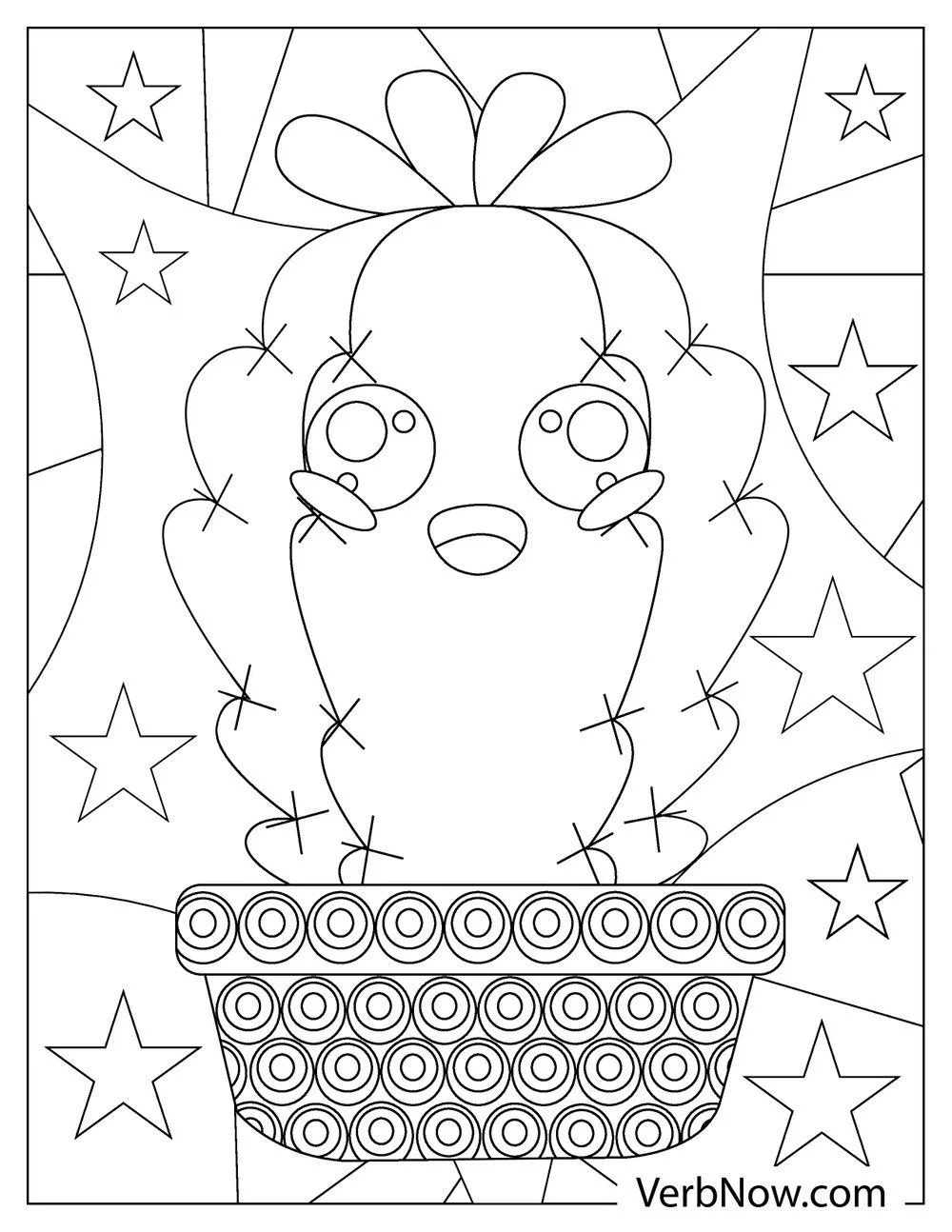 Cute cactus in a pot coloring page