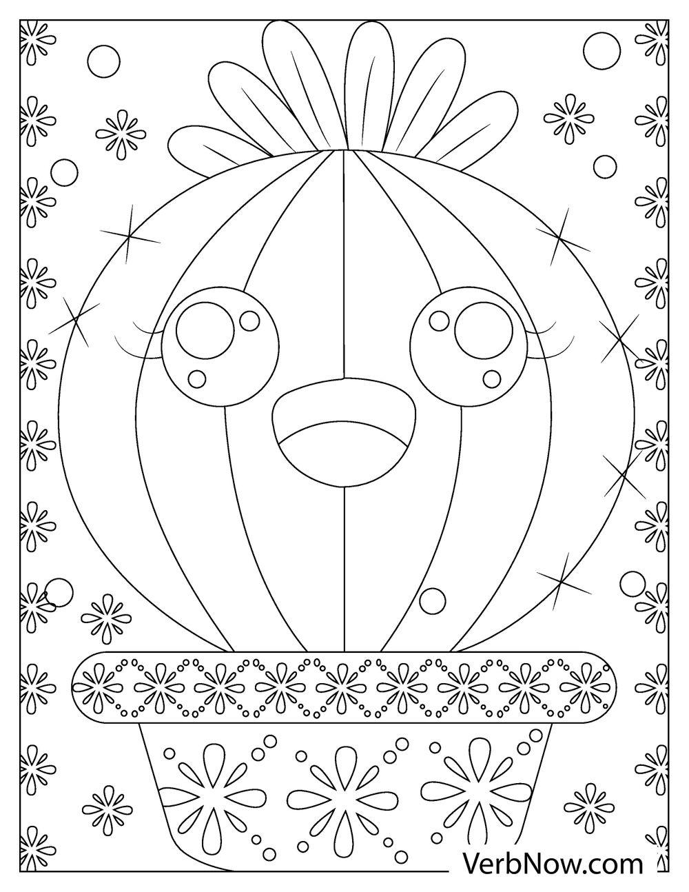 Round cactus with cute eyes
