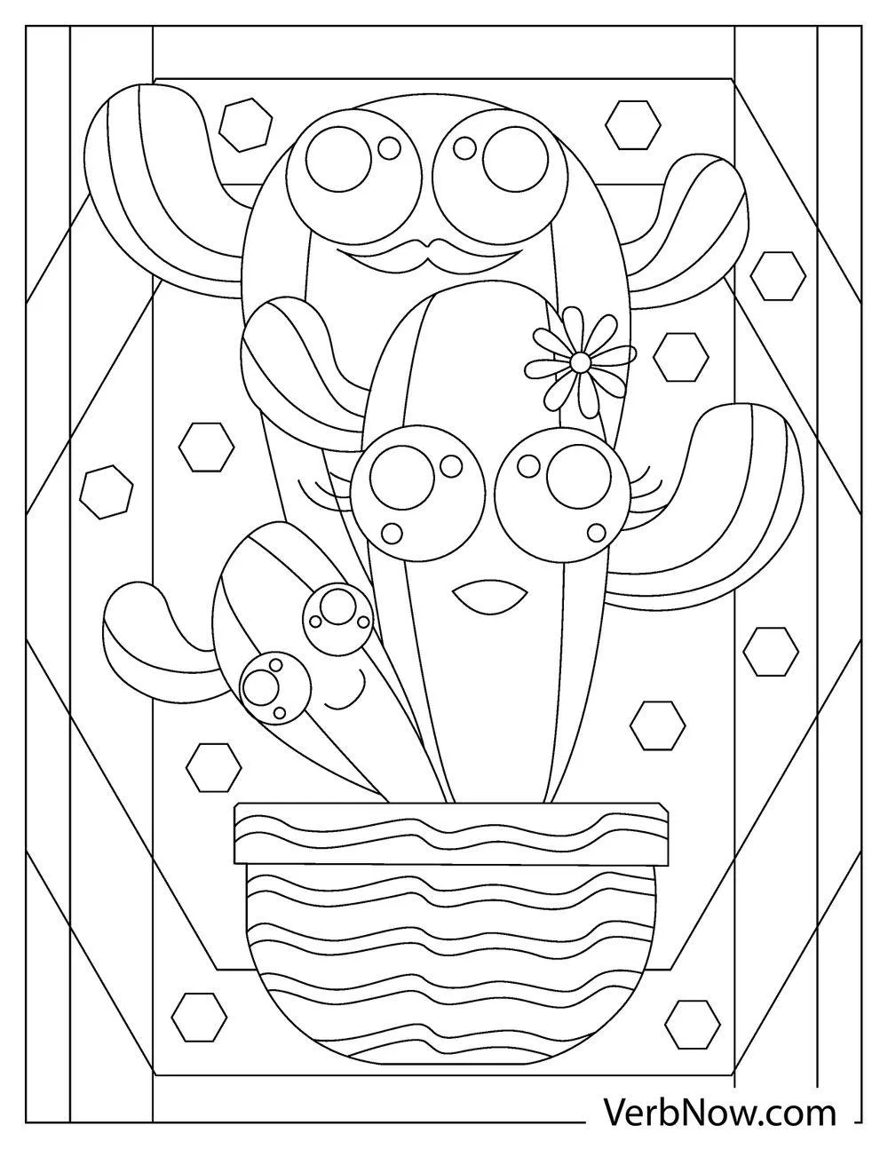Smiling cartoon cactus coloring page