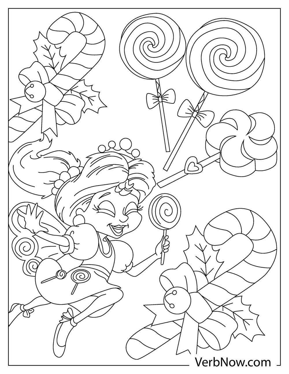 Fairy flying among giant candy canes and swirls