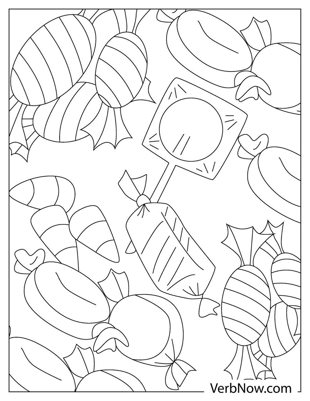 Scattered candy pieces coloring page