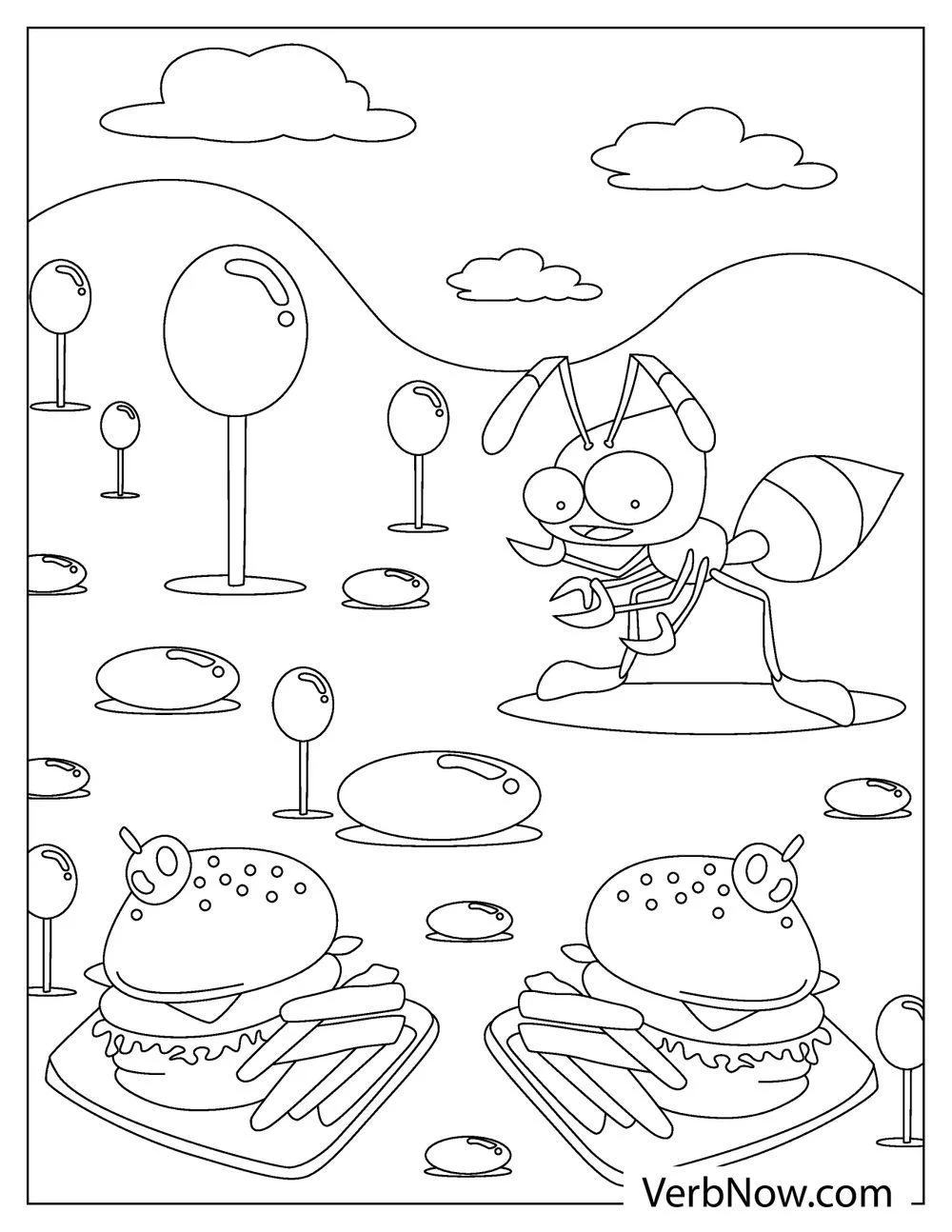 Ant exploring burgers and lollipops Candyland 