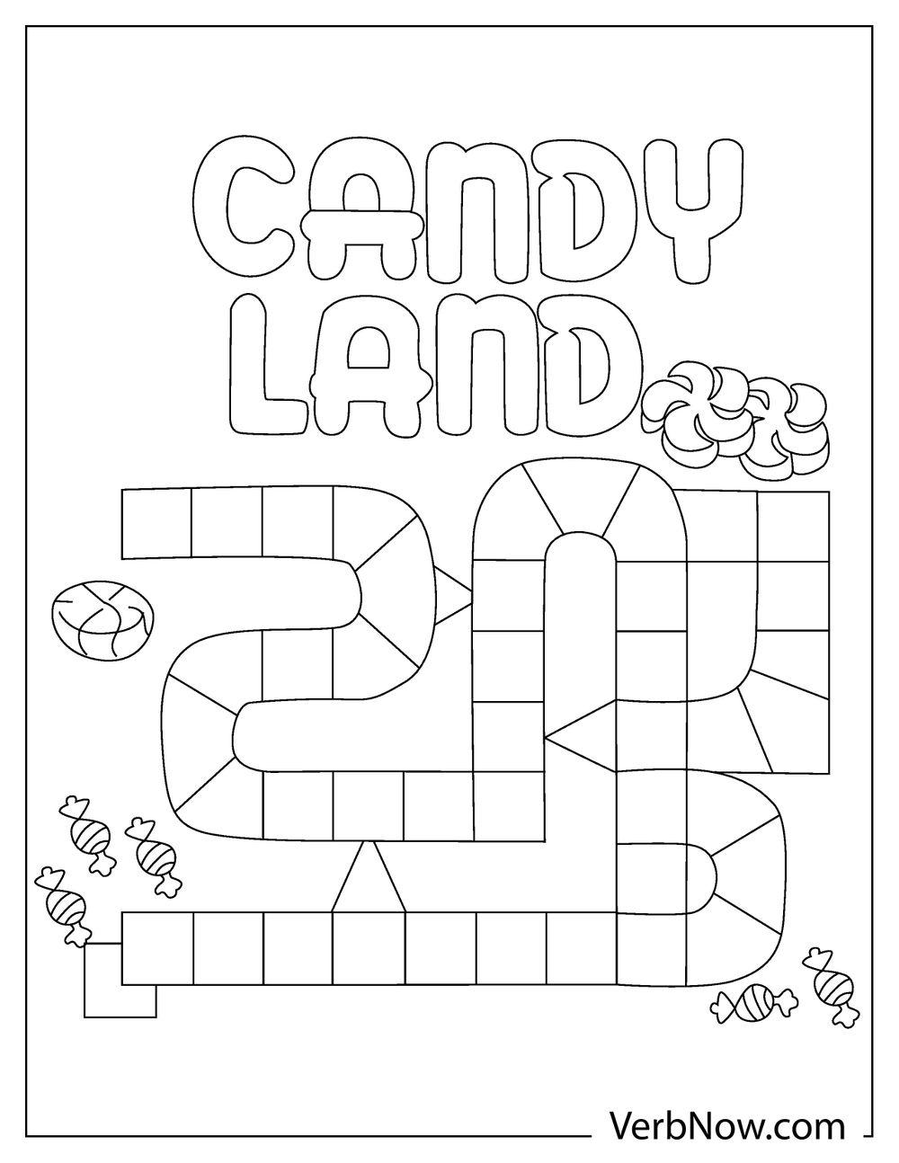 Candyland board game path coloring page