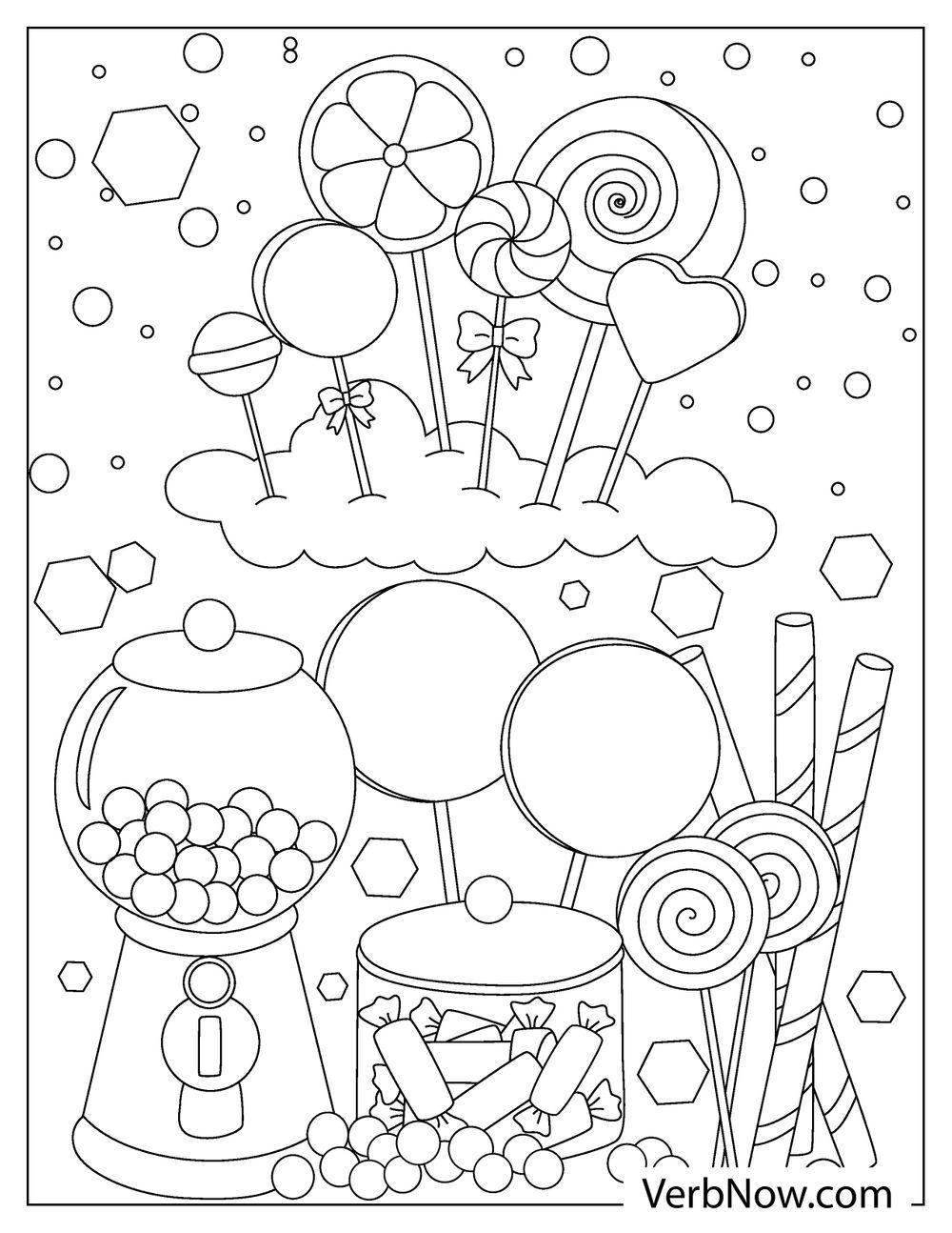 World of candy canes and marshmallow clouds coloring page