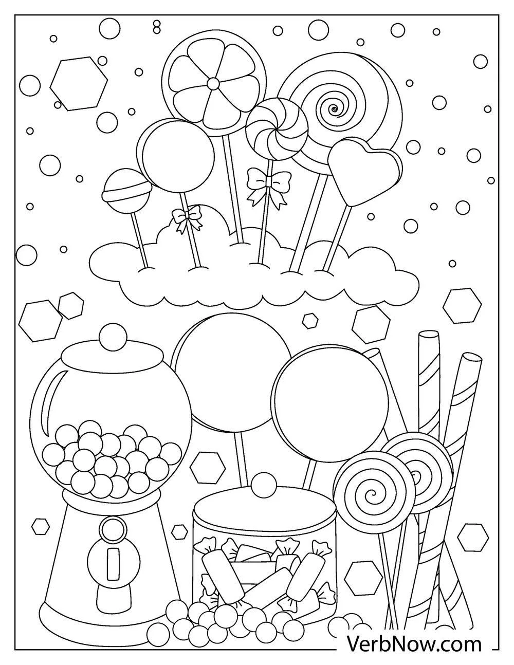 World of candy canes and marshmallow clouds coloring page