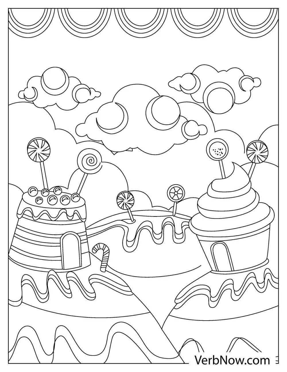 Candy village with ice cream roofs and jellybean paths 