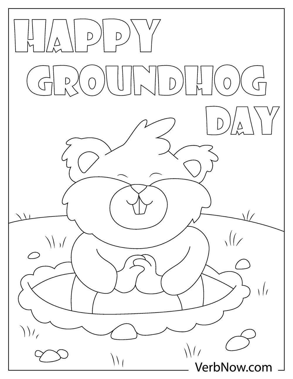 Groundhog meditating with “Happy Groundhog Day”