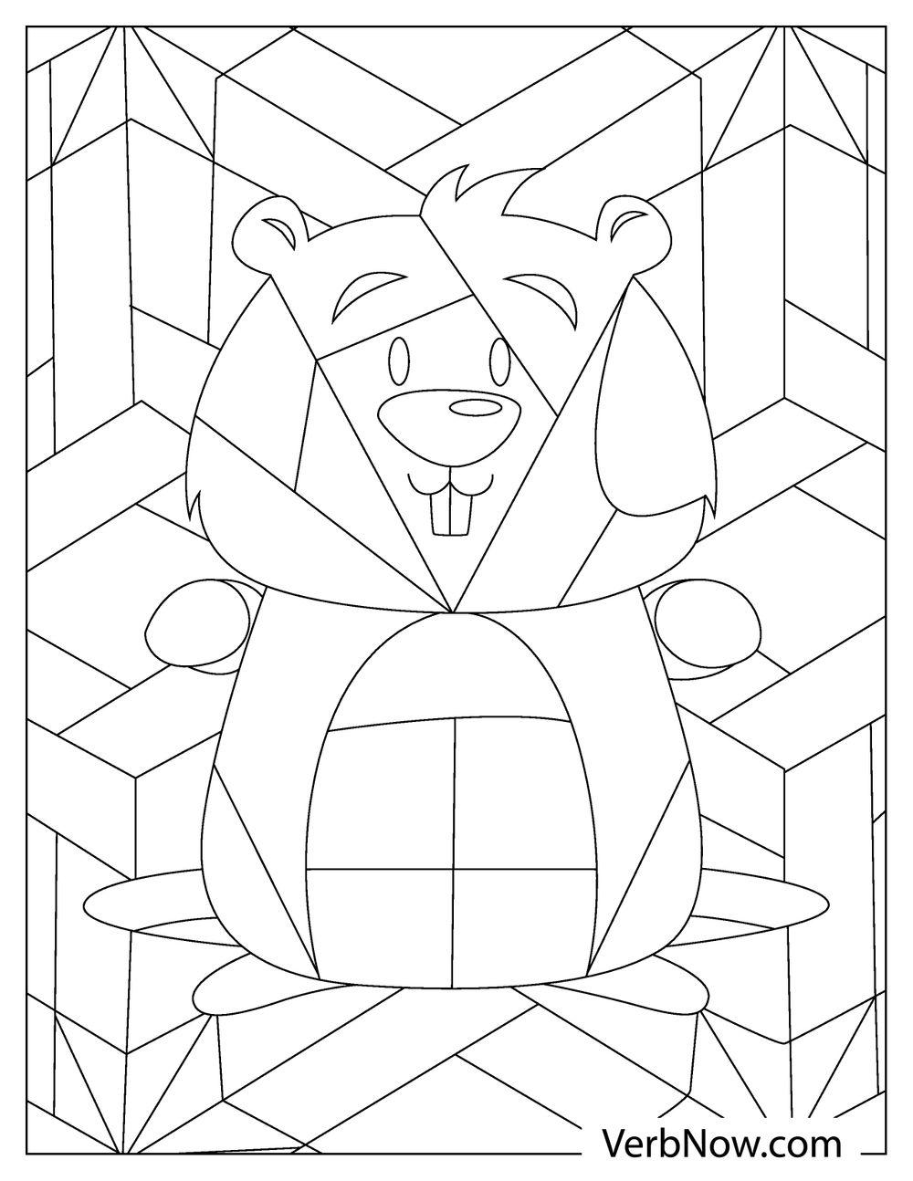 Geometric-style groundhog with cheerful face