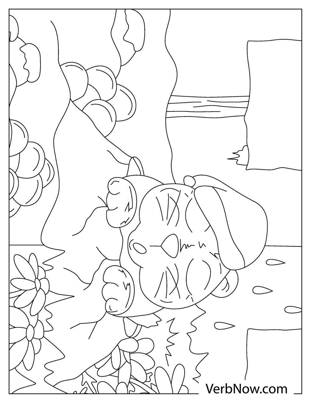 Groundhogs playing in flower garden coloring page