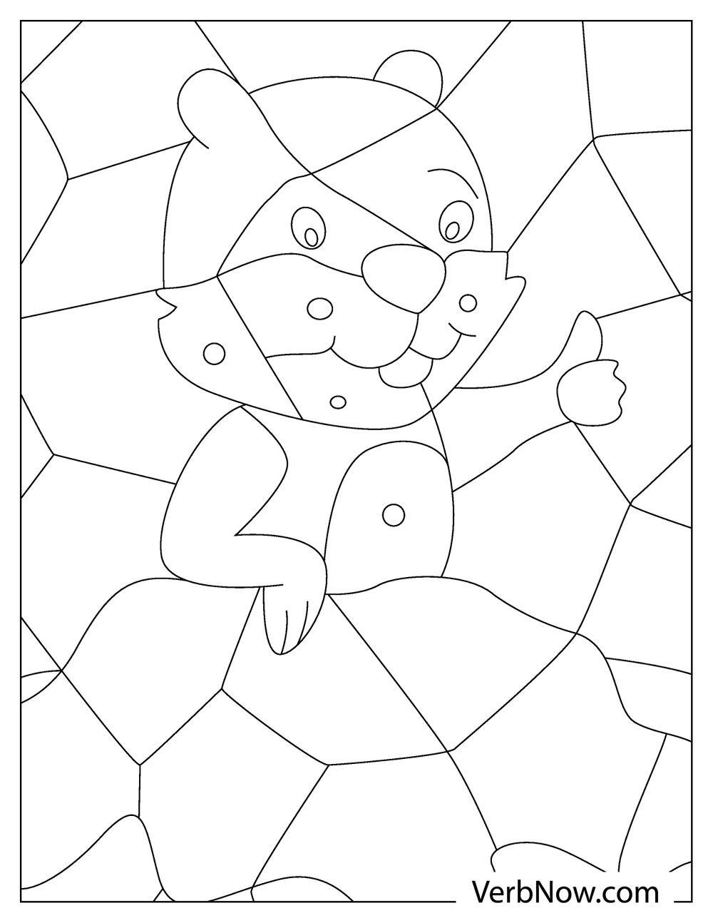 Abstract stained groundhog face coloring sheet