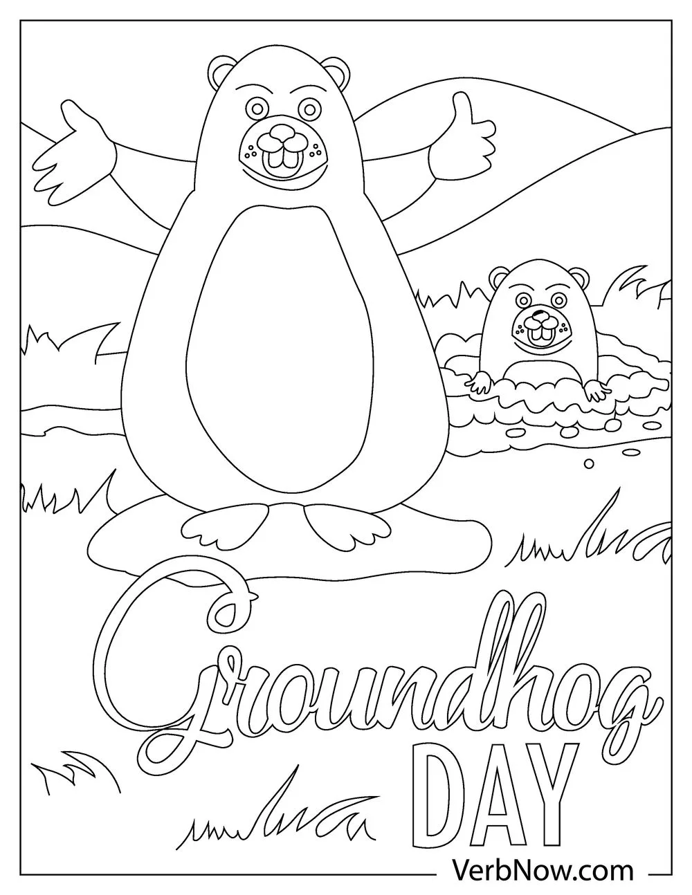 Two happy groundhogs with open arms