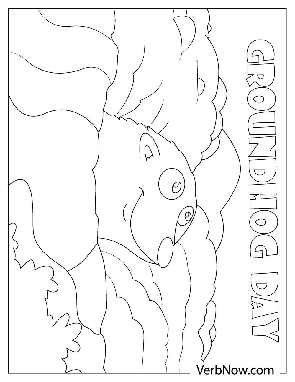 Cute groundhog in the clouds coloring page