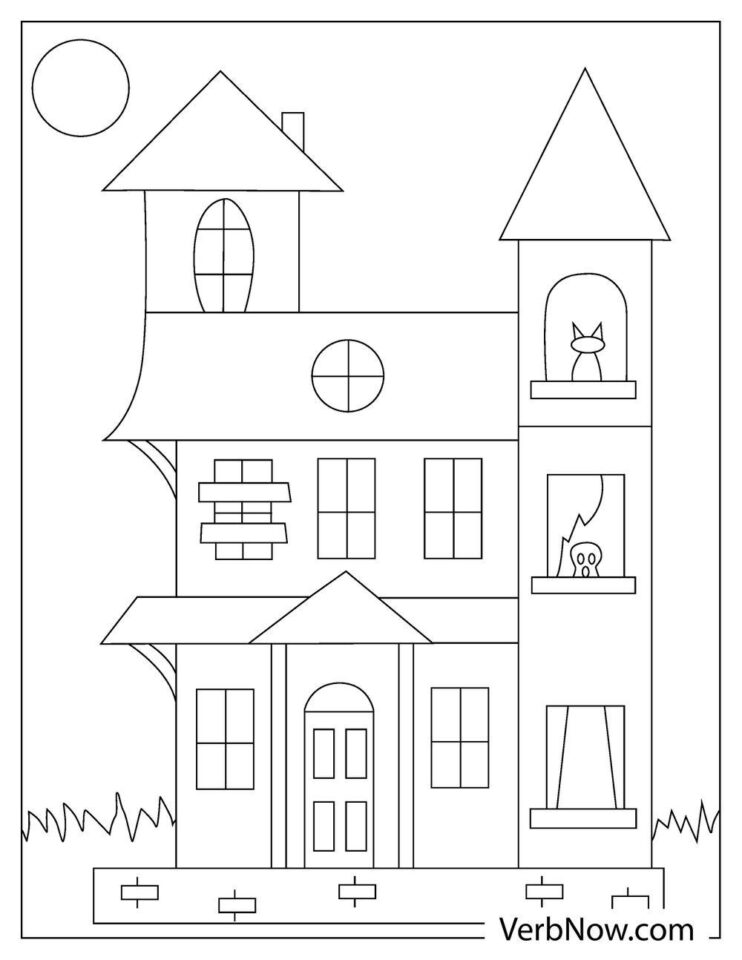 Free HAUNTED HOUSE Coloring Pages (Printable PDF)