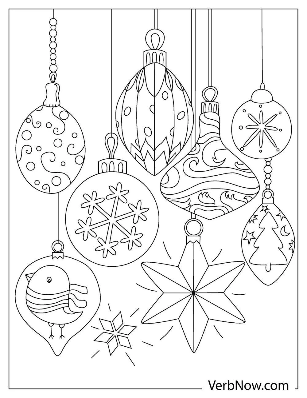 Free ORNAMENT Coloring Pages for Download (Printable PDF) Kid-friendly Christmas ornament coloring image