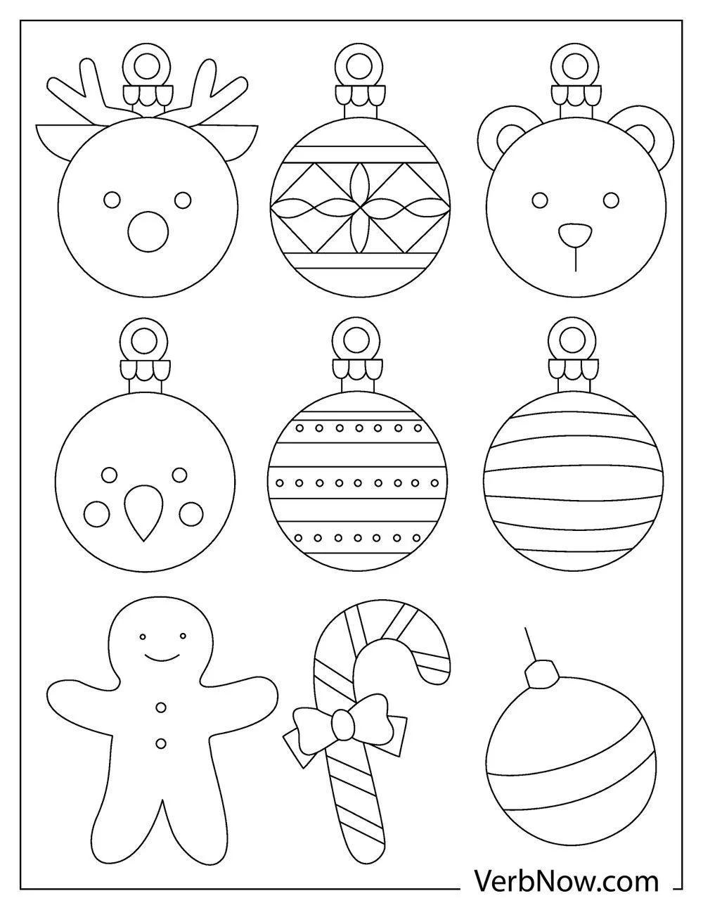 Free ORNAMENT Coloring Pages for Download (Printable PDF) Cute bauble ornament coloring page