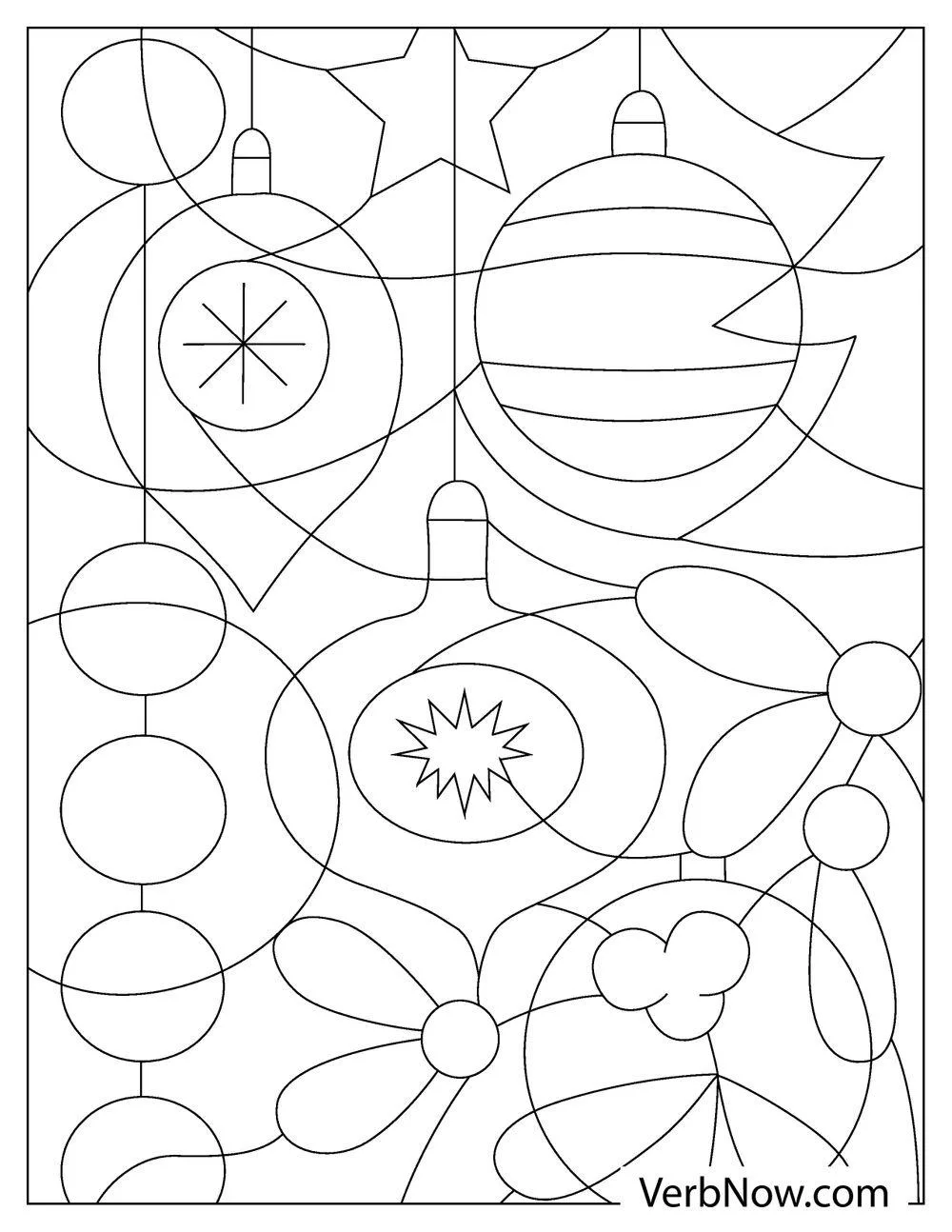 Free ORNAMENT Coloring Pages for Download (Printable PDF) Ornament with holly and berries coloring page