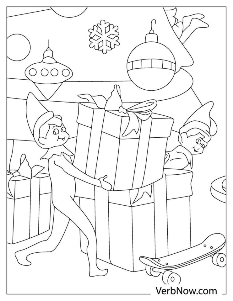 Free ELF ON THE SHELF Coloring Pages for Download (Printable PDF)
