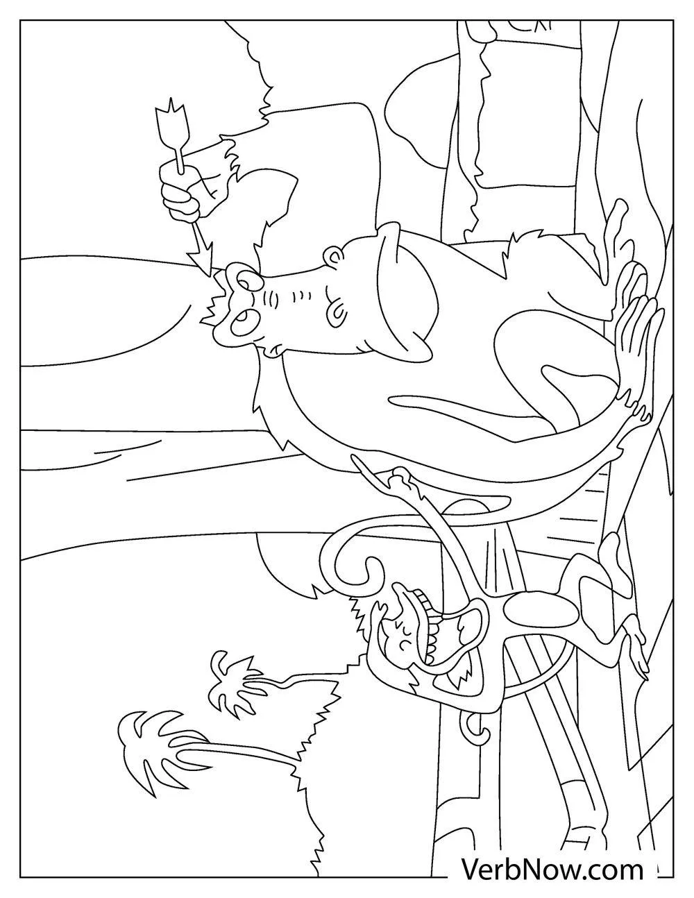 Monkey and chimpanzees in the jungle