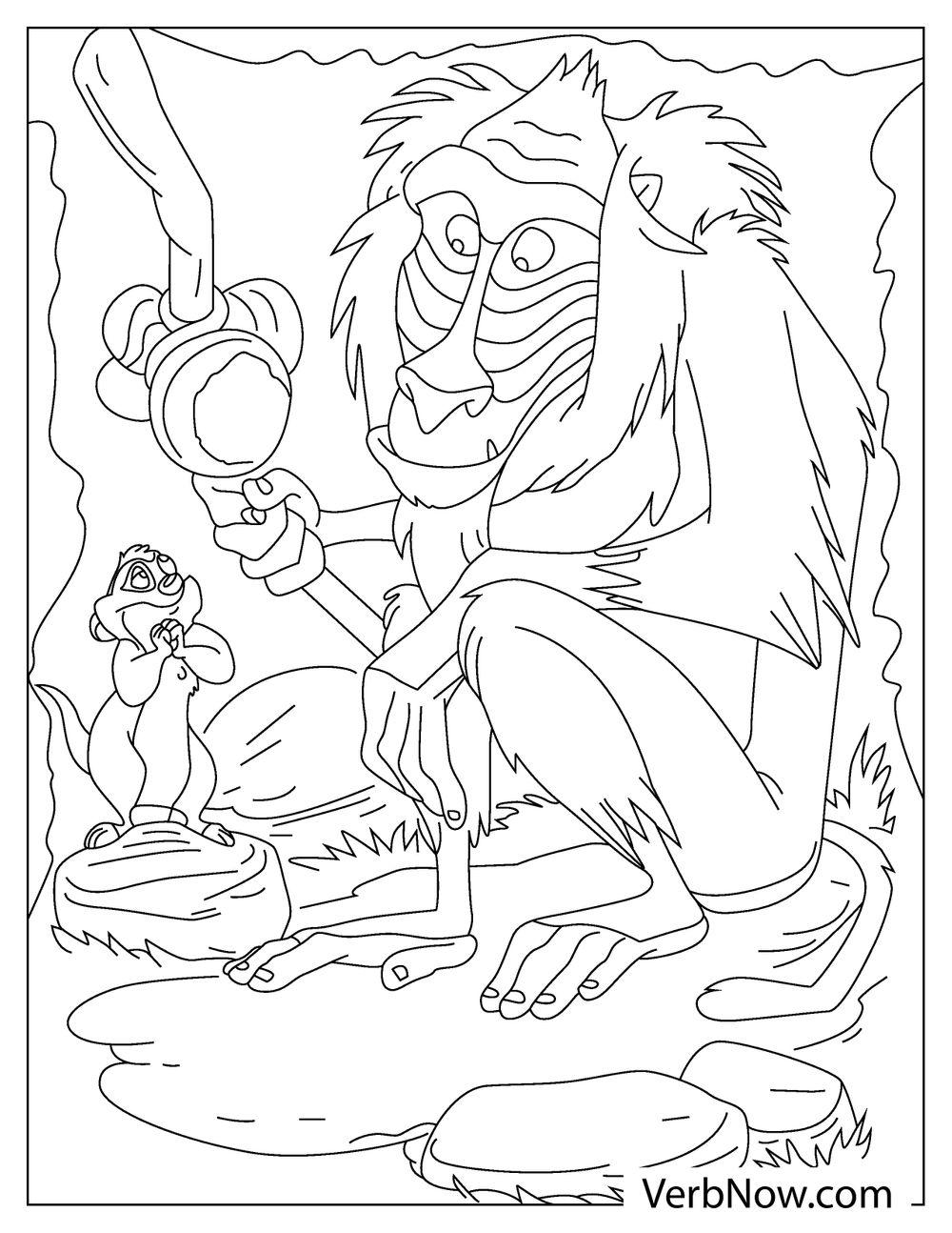 Rafiki in wild coloring page for kids