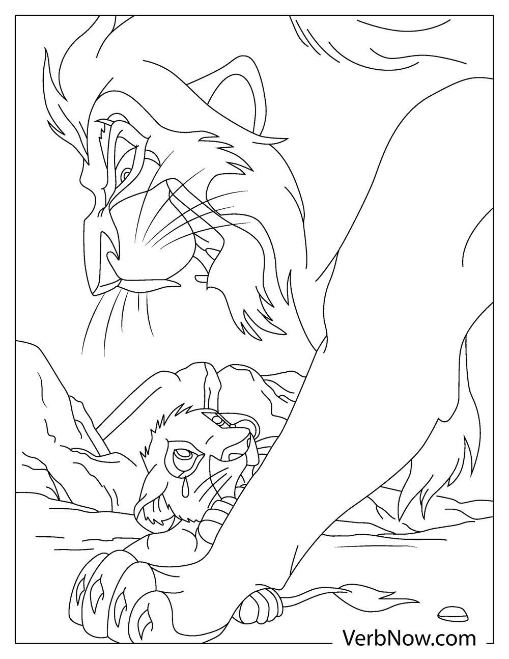  Scar grabs Mufasa’s paws coloring sheet