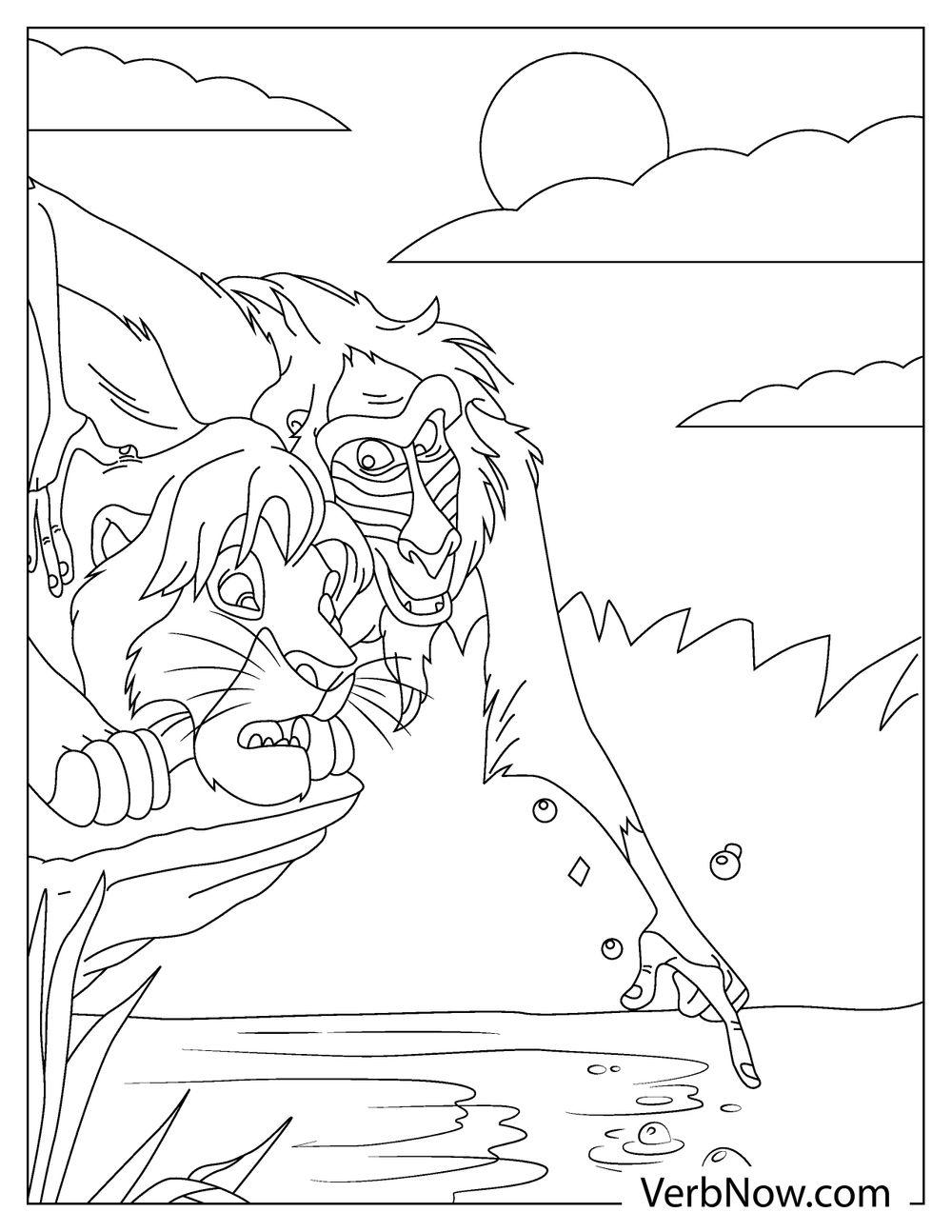 Mufasa clings to the edge coloring sheet