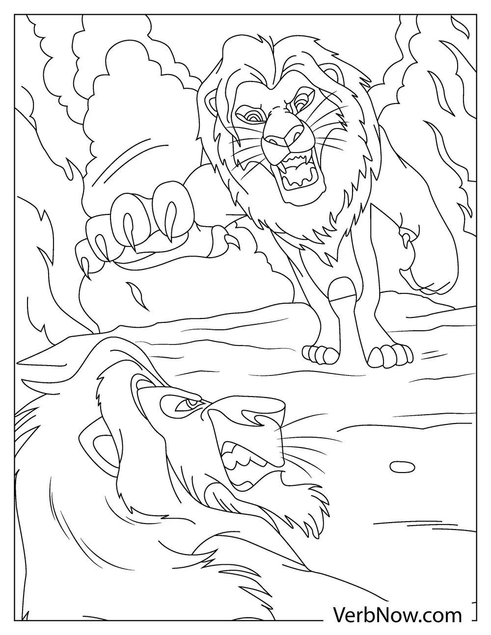 Scar and Mufasa by the cliff coloring page