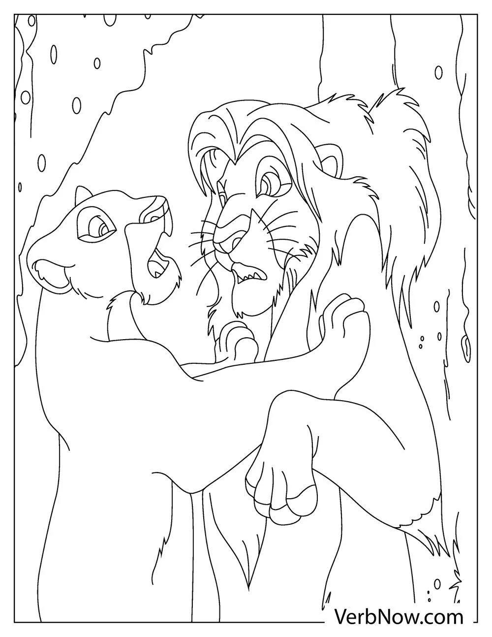 Scar and Zira in the cave coloring page