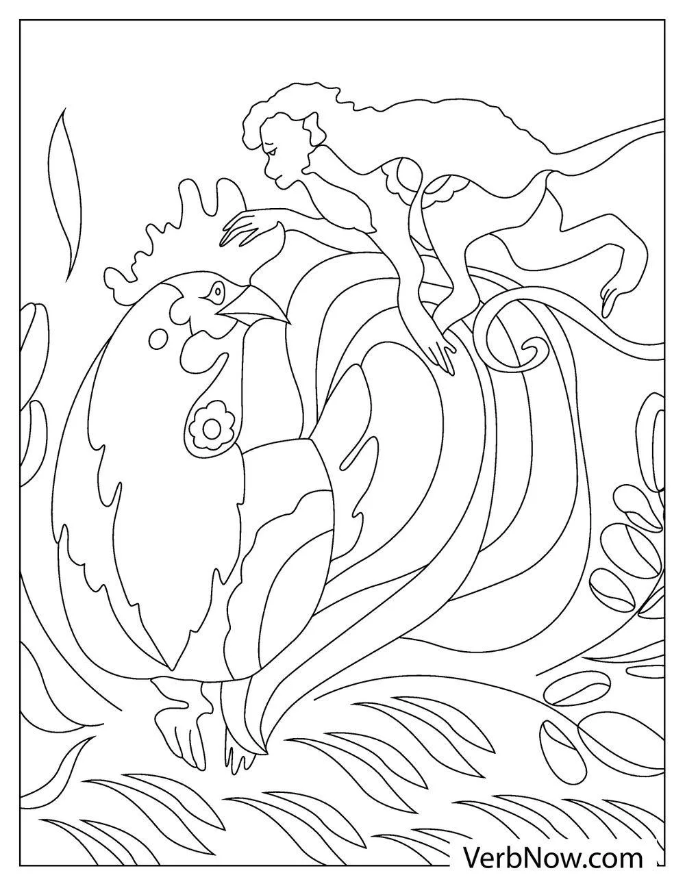 Farm rooster coloring activity for kindergarten