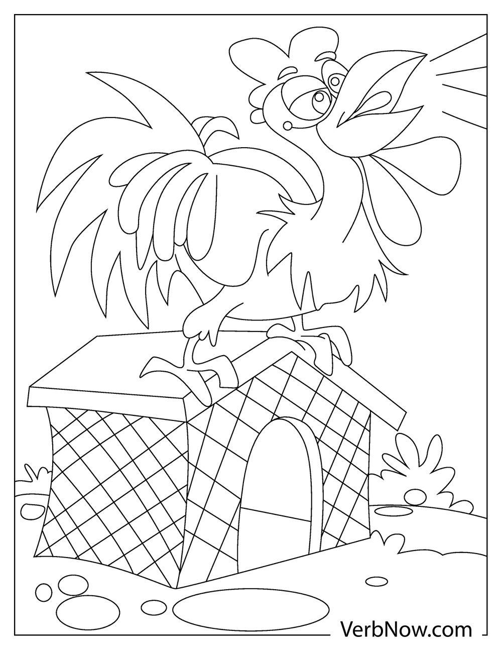 Rooster standing tall coloring activity page