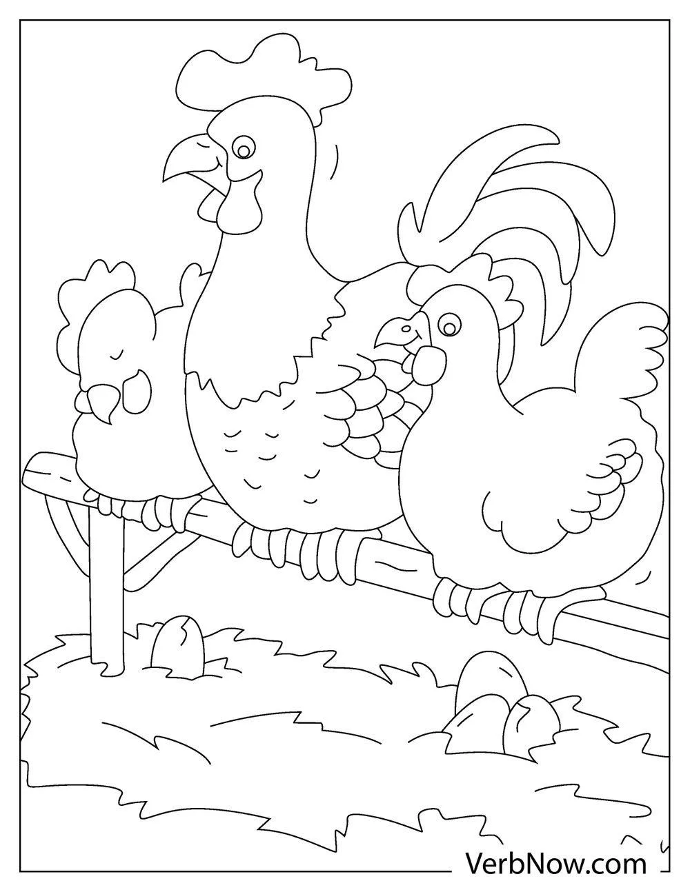 Country rooster coloring page for toddlers