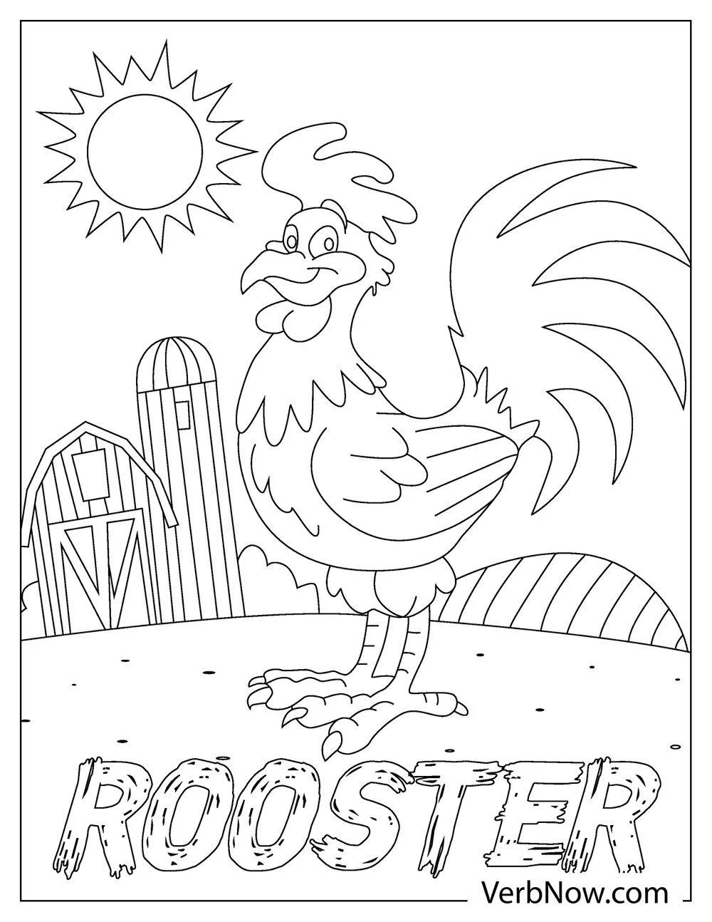 Farmyard bird rooster coloring printable