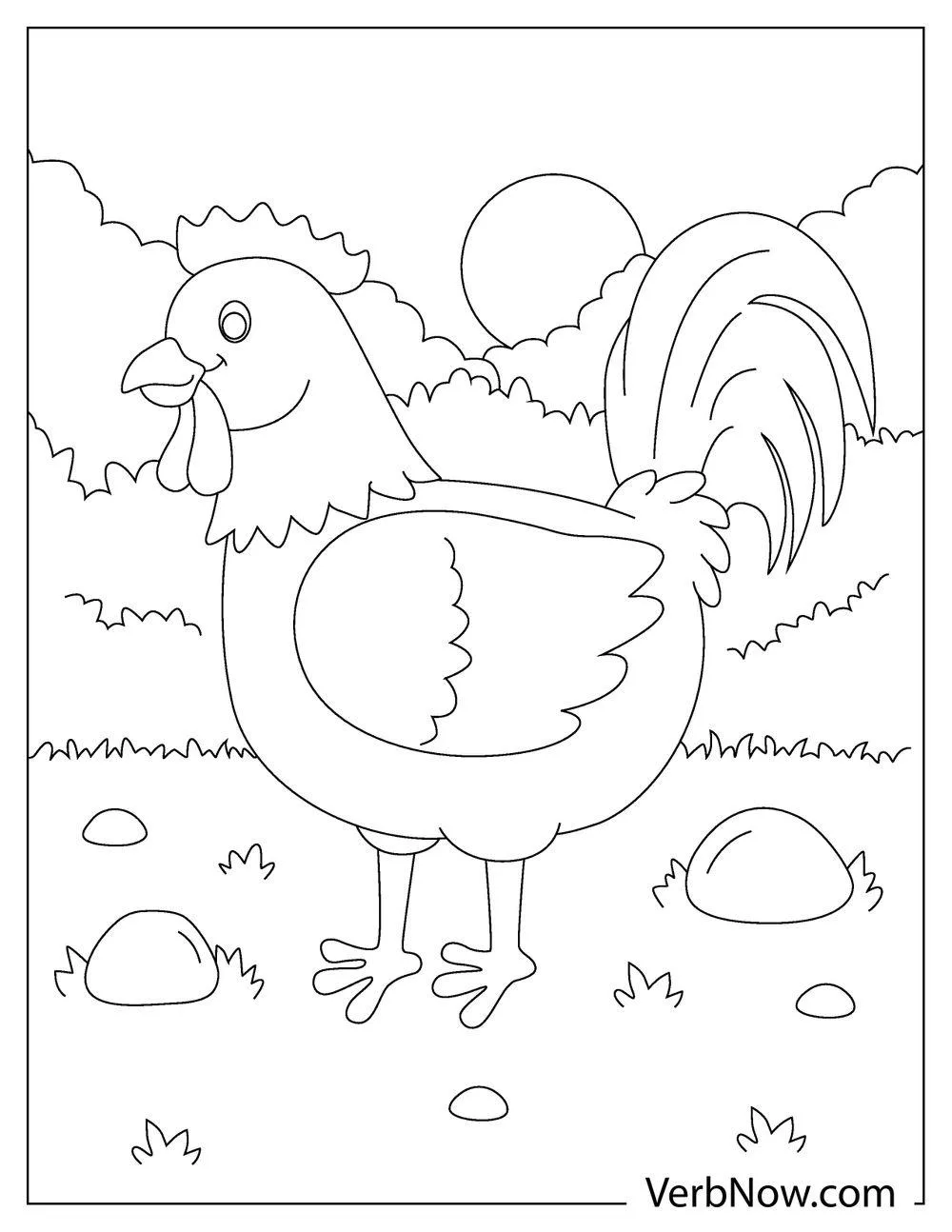 Bold rooster coloring sheet to print

