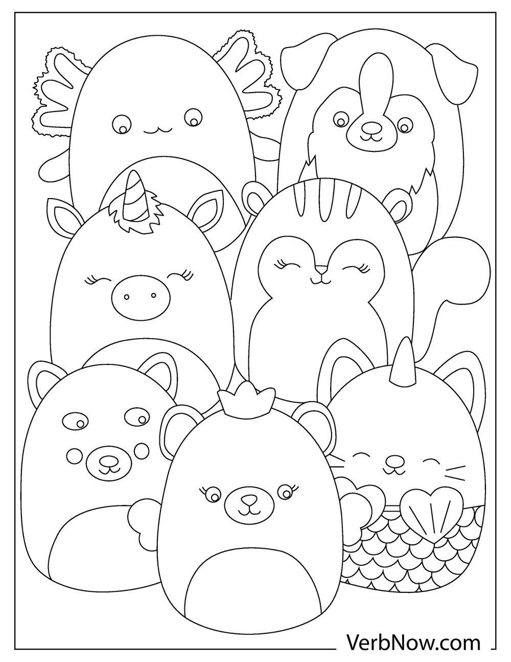 Cute squishmallows with unicorn and wings coloring sheet