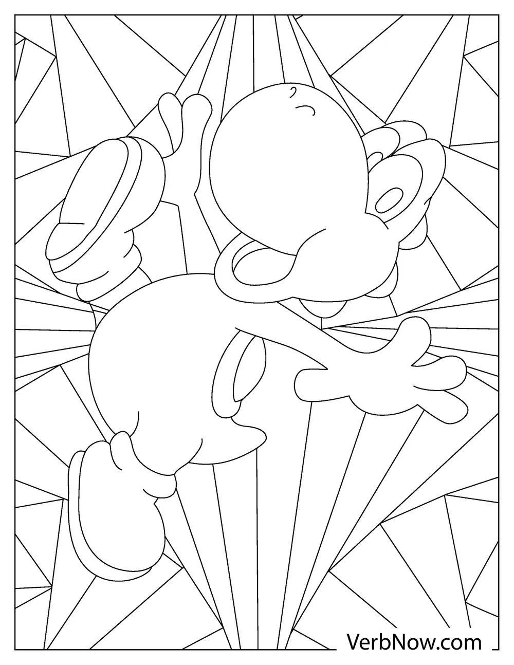 Dancing Yoshi with stars coloring page