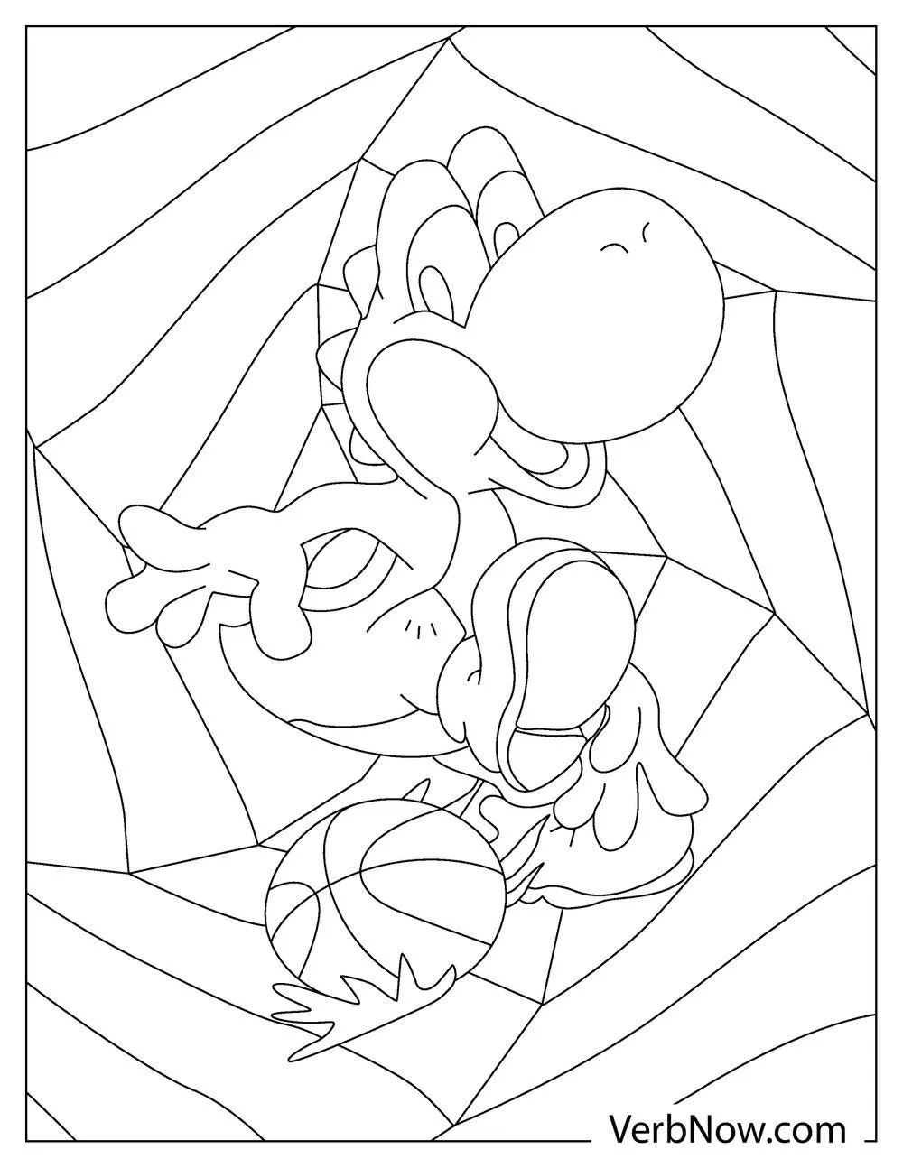 Yoshi with playful expression coloring page