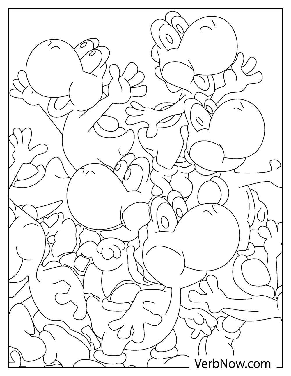 Classic Yoshi pose in coloring page

