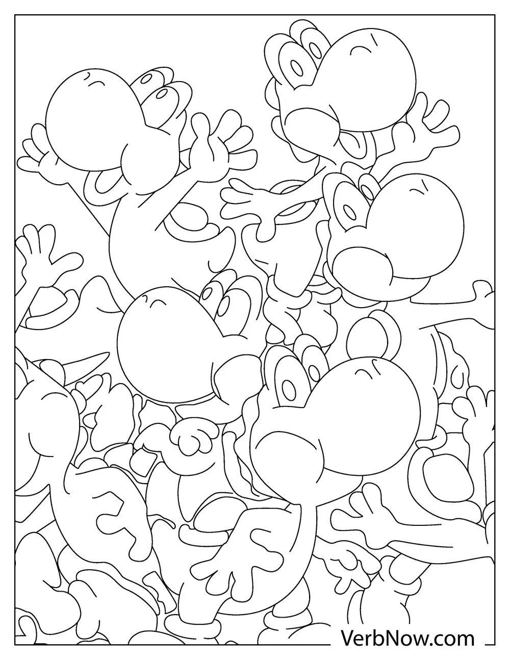 Classic Yoshi pose in coloring page

