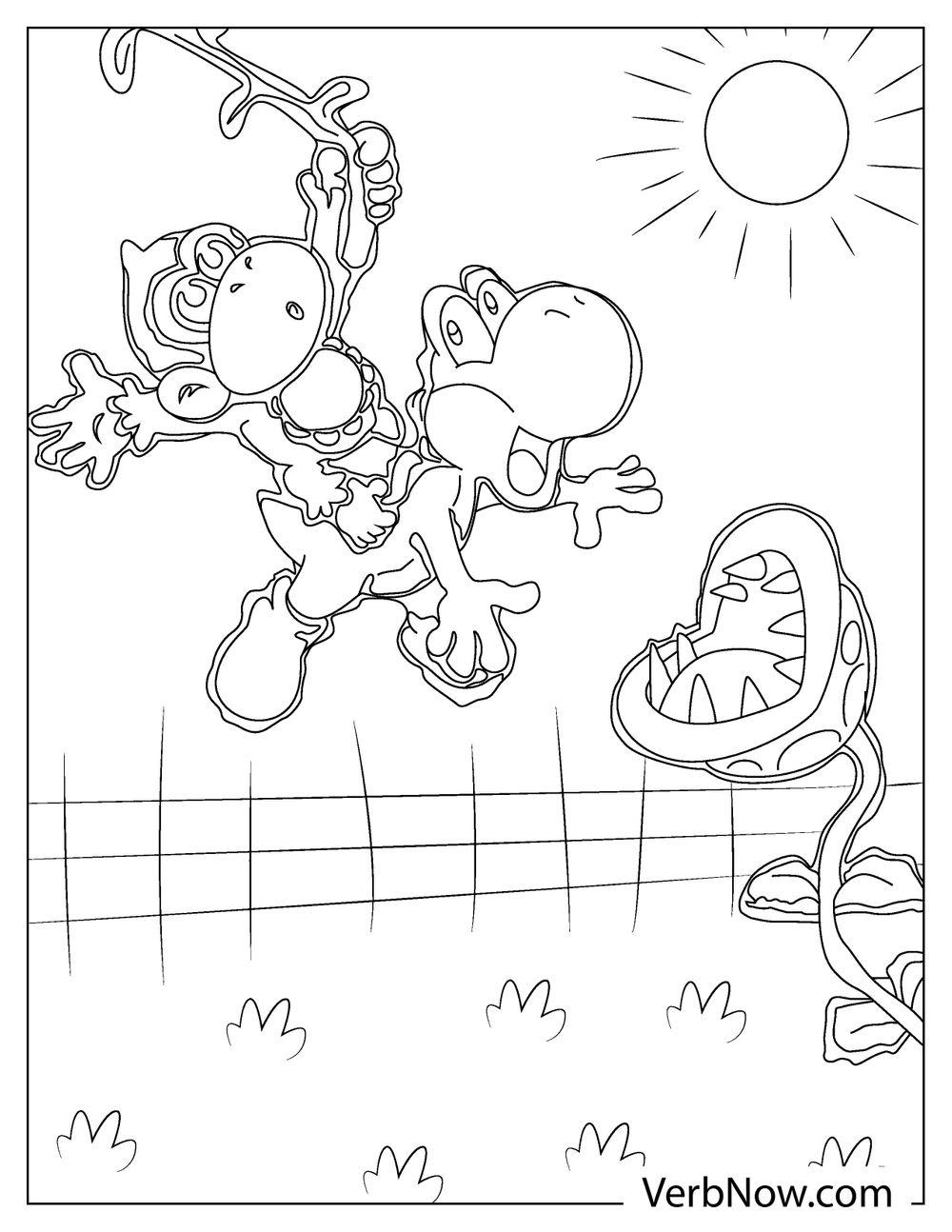 Monkey and Yoshi coloring page for toddlers