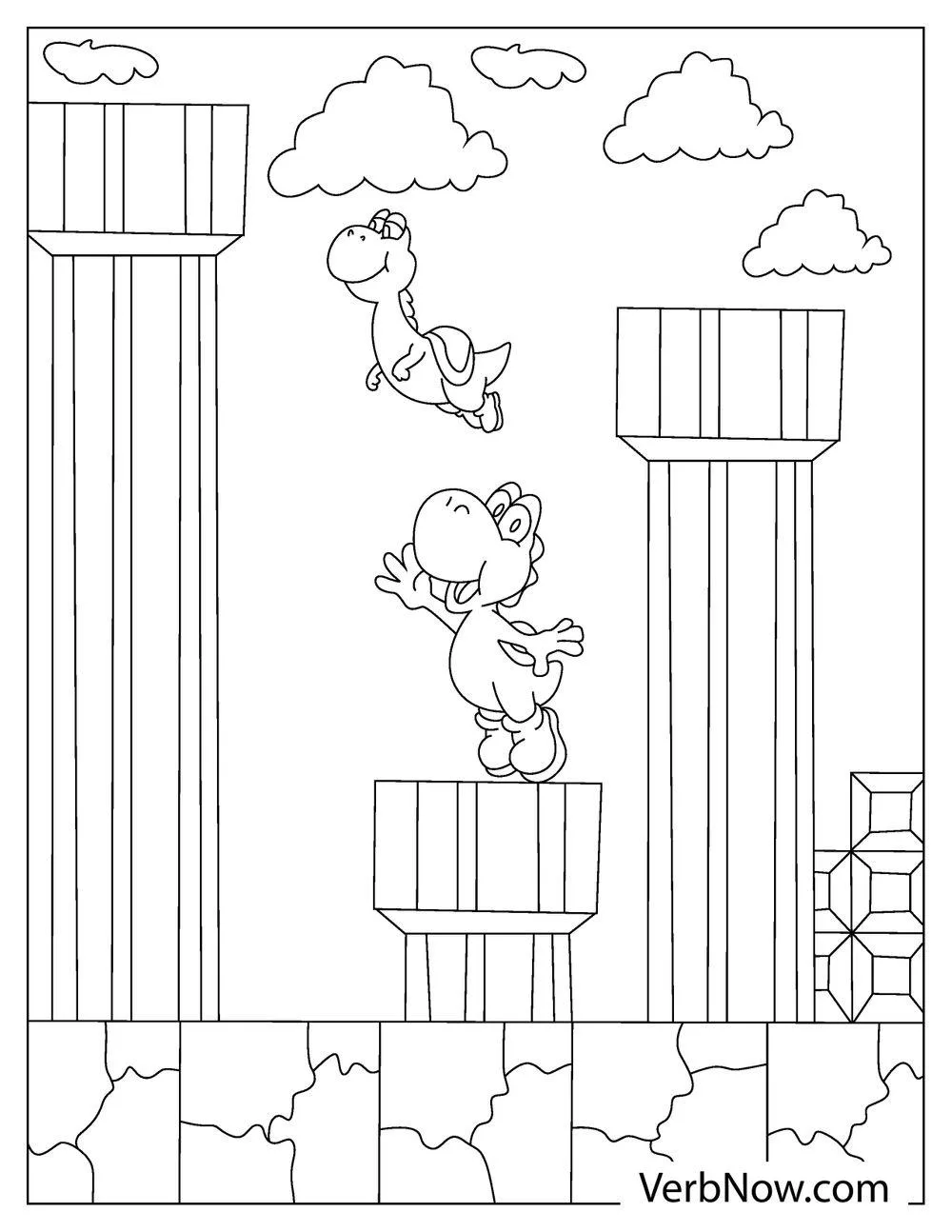 Yoshi in the Mario's world coloring sheet