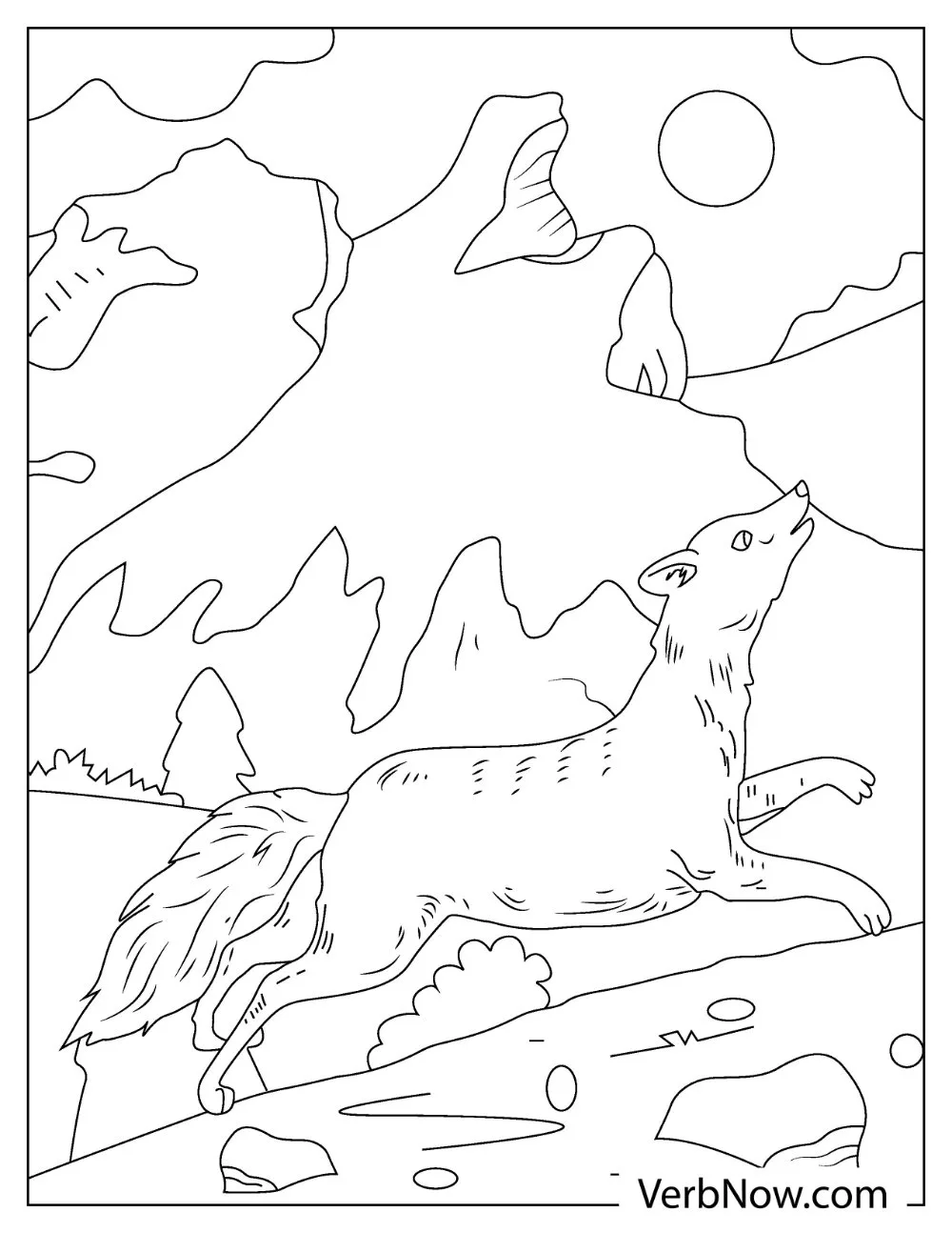 Coyote running across the mountains