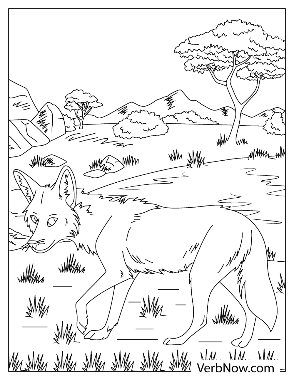 Cartoon coyote walking calmly