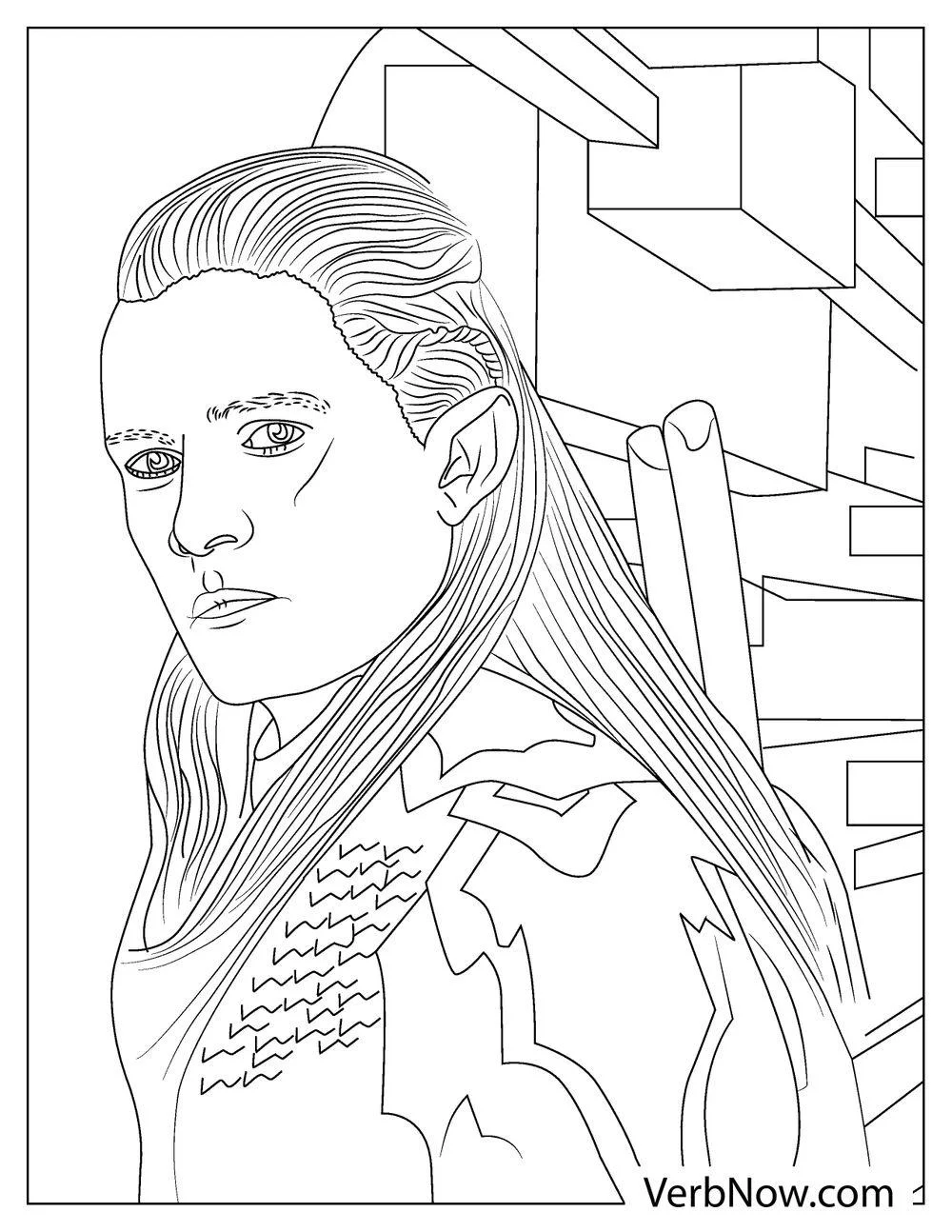 Close up Legolas coloring page for kids