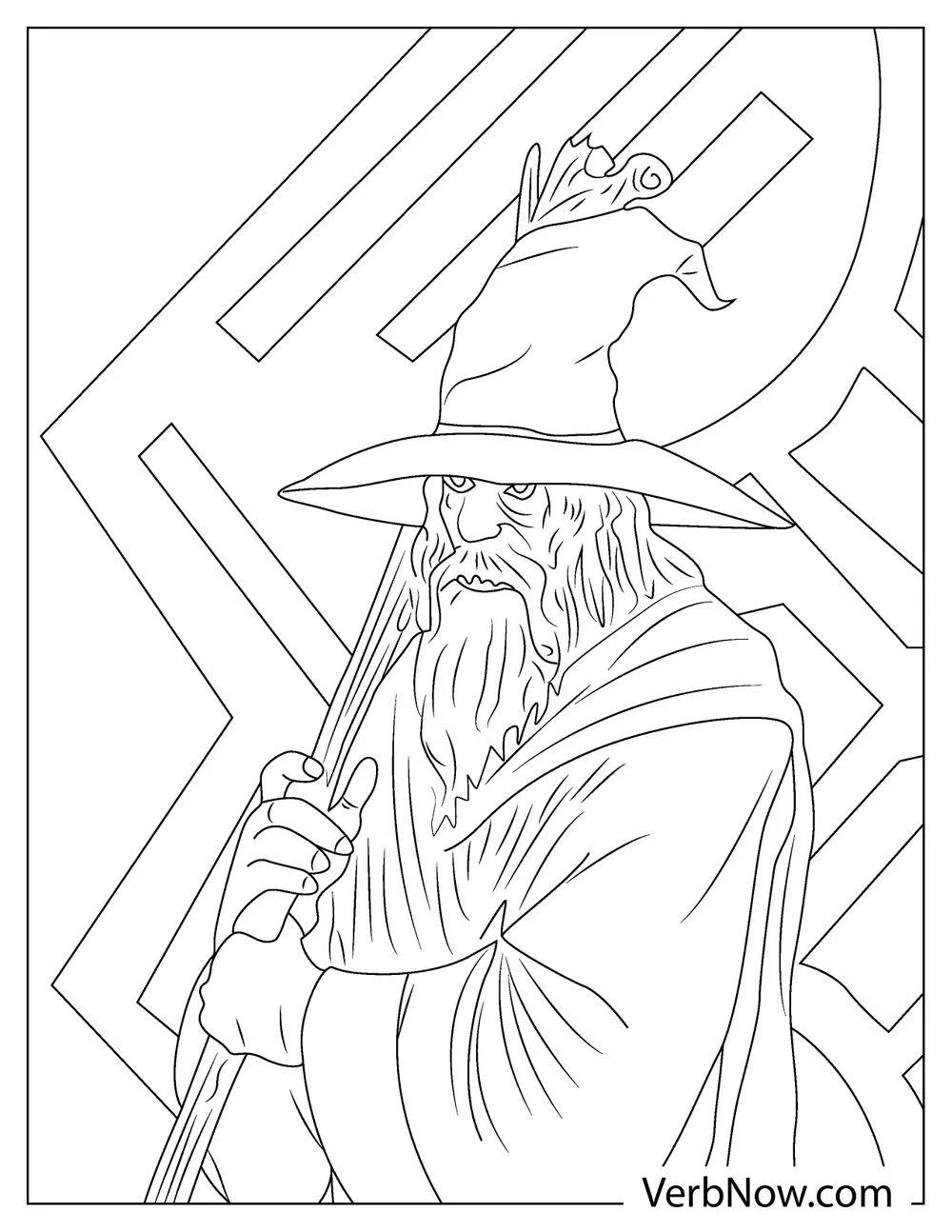 Gandalf holding his pipe coloring sheet

