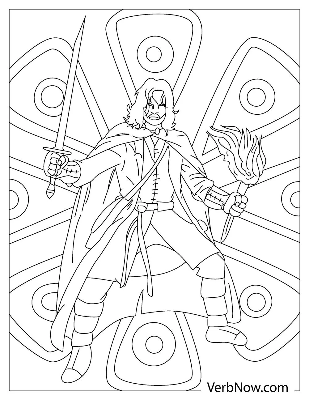 Aragorn wielding two swords coloring sheet

