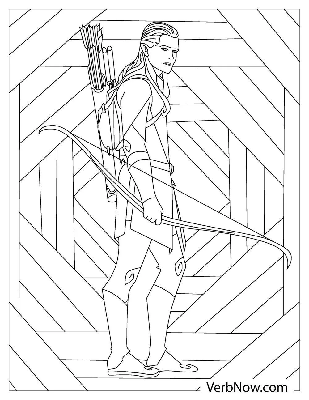 Legolas with bow in hand coloring picture

