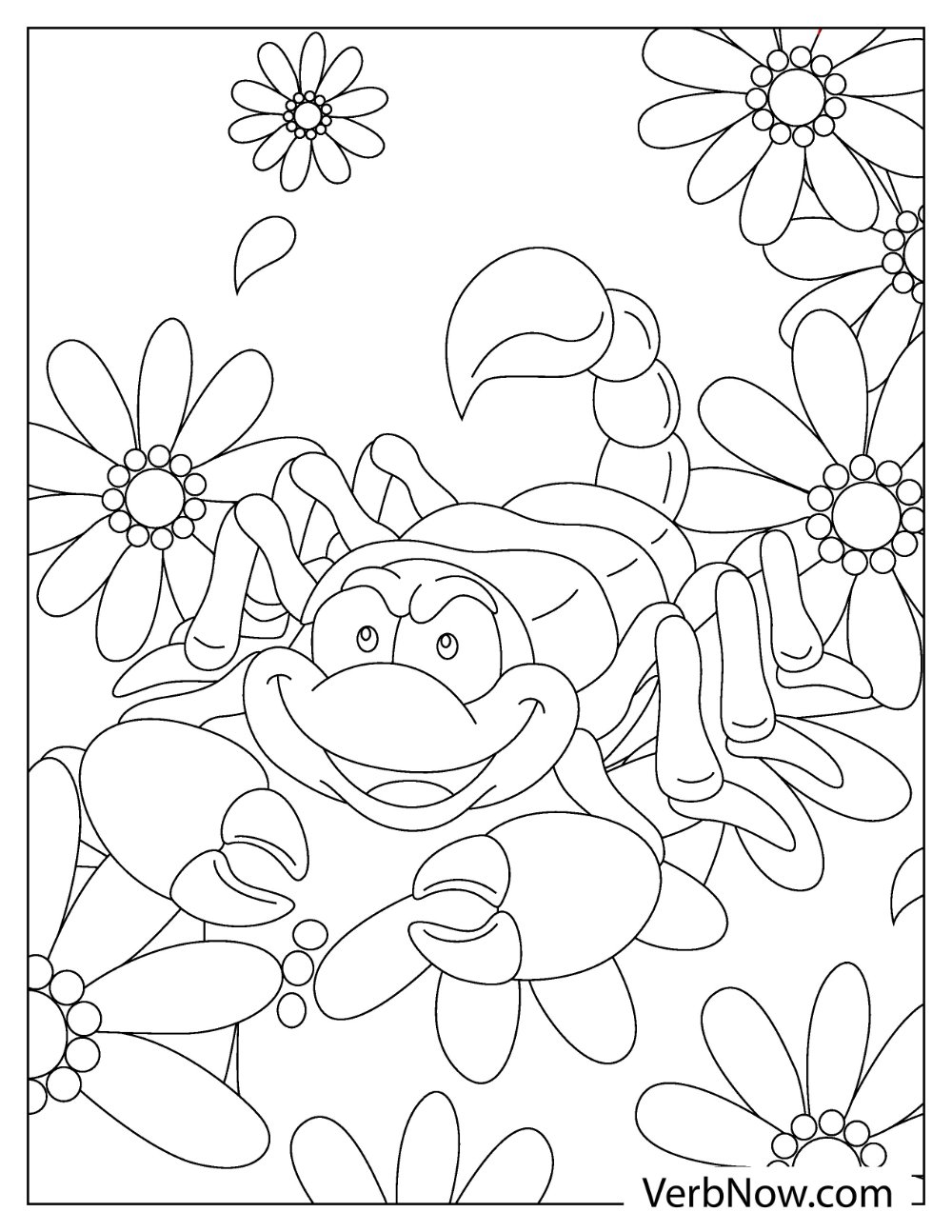 Cute scorpion coloring page for kids