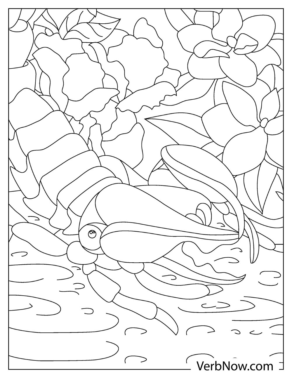 Scorpion coloring page with desert background