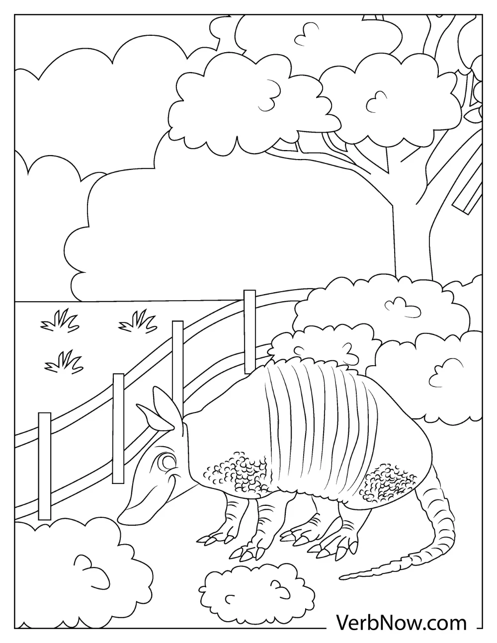 Armadillo exploring the ground coloring page