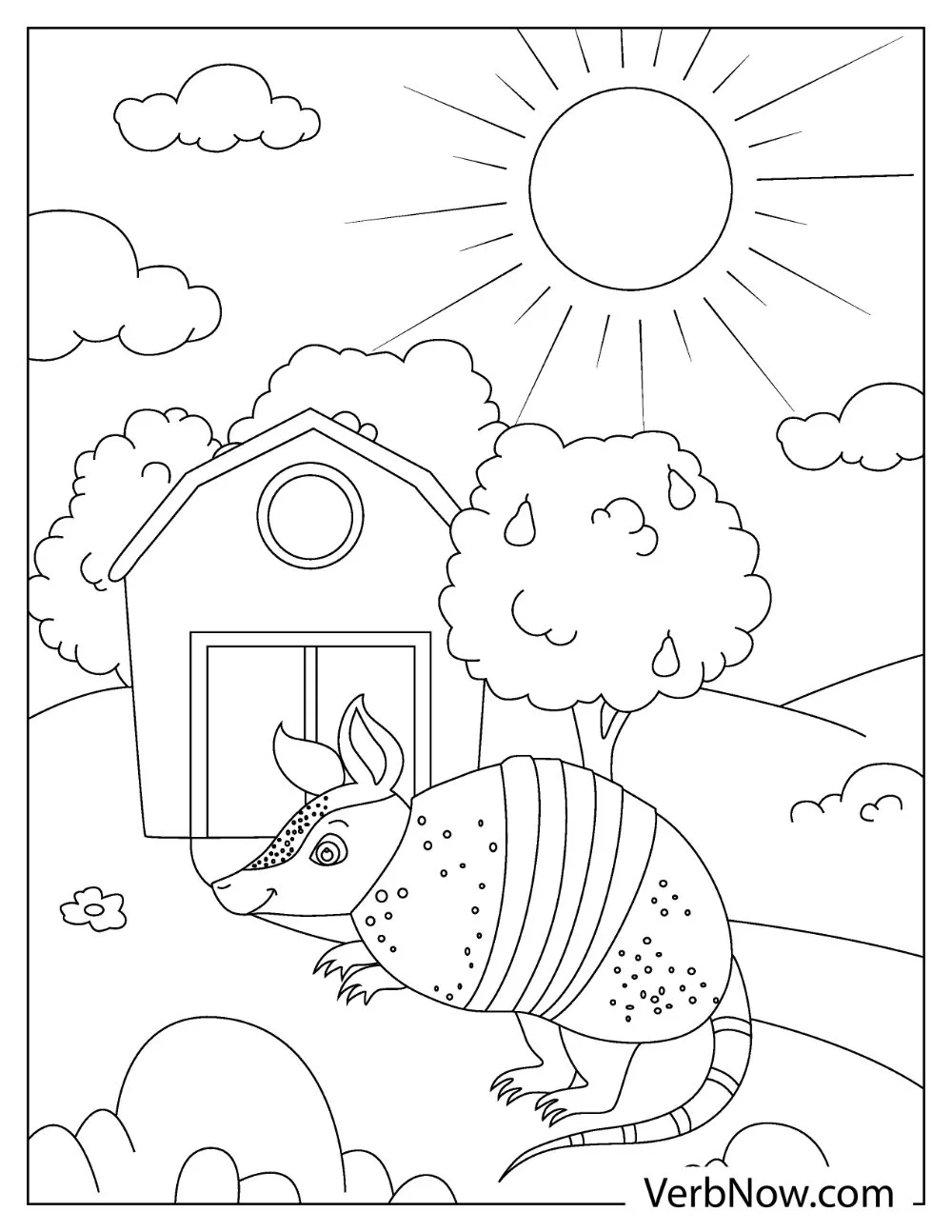 Funny Armadillo waving its paw coloring picture